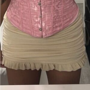 SHEIN Cream Ruffled Mini Skirt